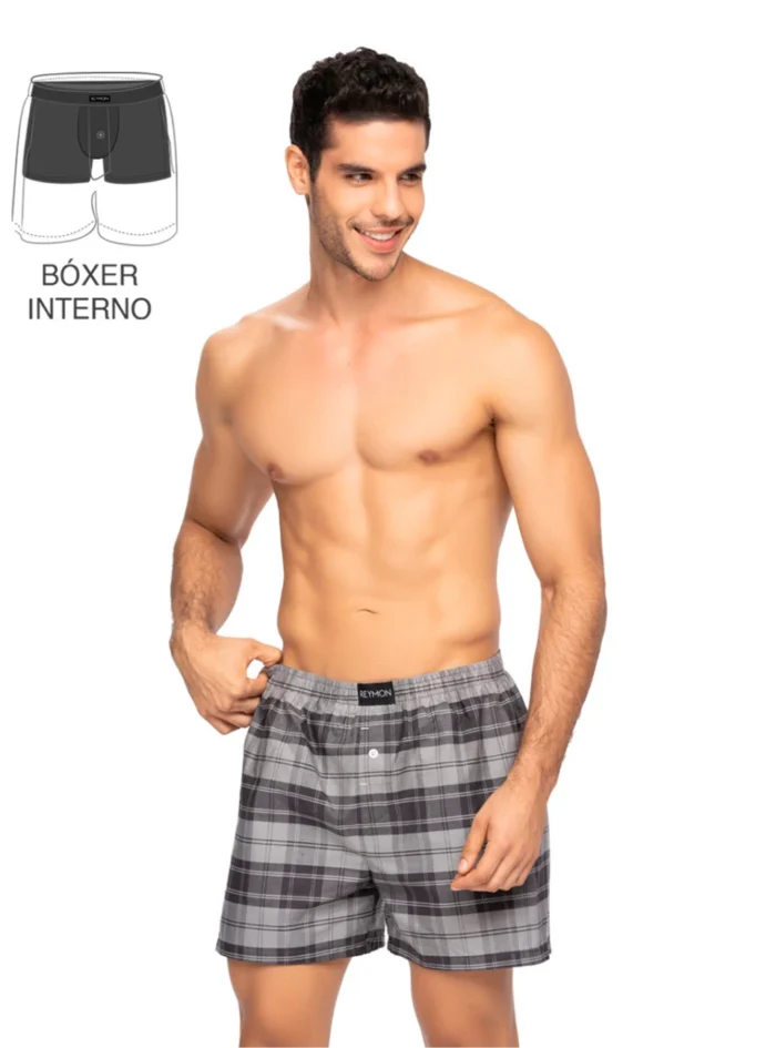 Boxer Cuadros Gris